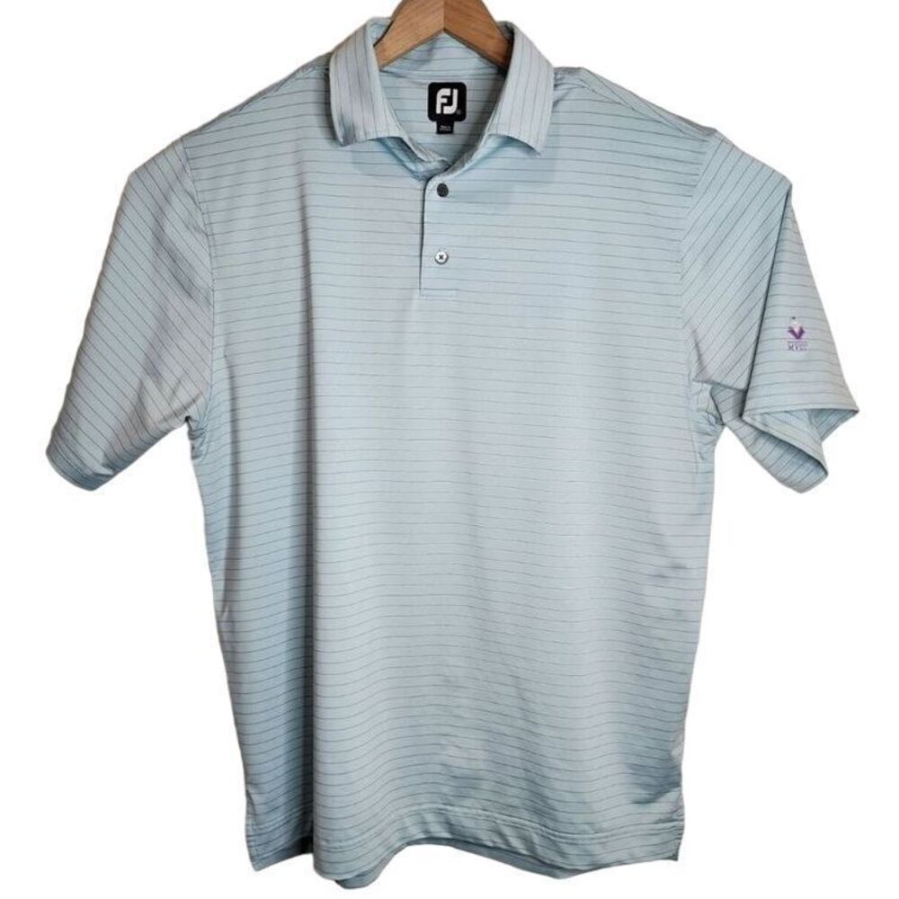 Footjoy FJ Golf Polo Men's Large Performance‎ Short Sleeve Striped Blue Purple
